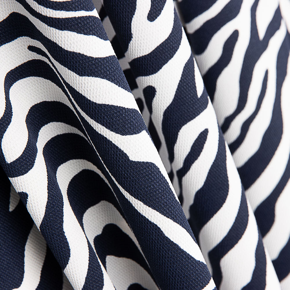 Polyester Pique Zebra Marineblau - Ribes y Casals
