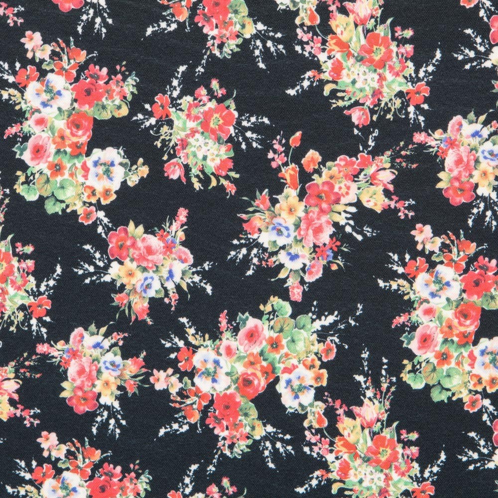 Flach Polyester Floral Schwarz - Ribes y Casals