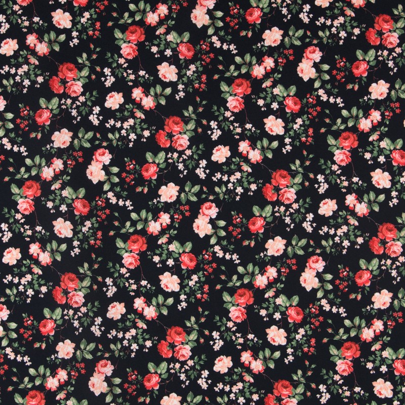 Flach Polyester Floral Schwarz - Ribes y Casals