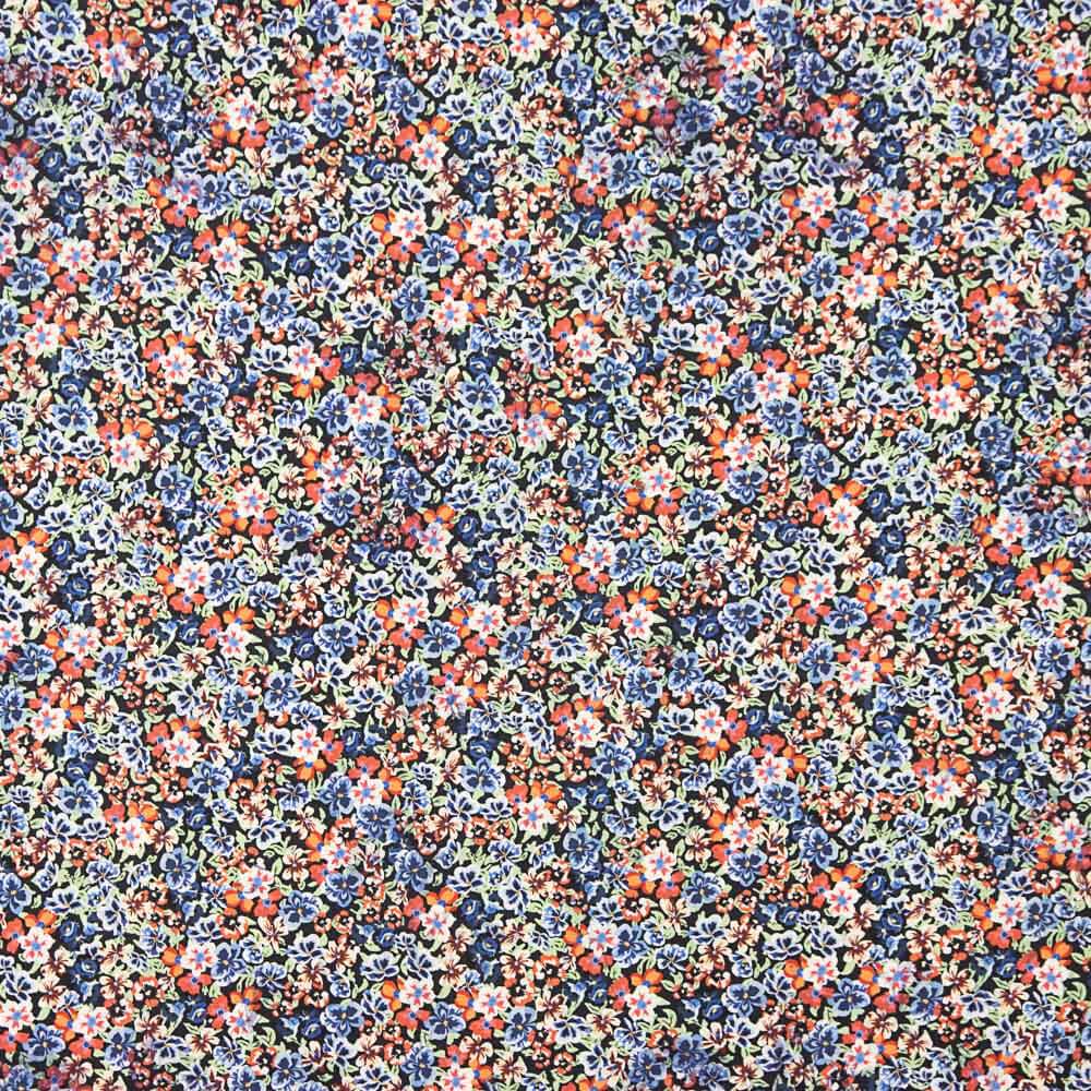 Flach Spandex Viskose Spandex Spandex Mini Blume Blau - Ribes y Casals