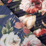 Plissee Floral Bedruckt Chiffon Plissee Marine - Ribes y Casals