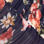 Plissee Floral Bedruckt Chiffon Plissee Marine - Ribes y Casals