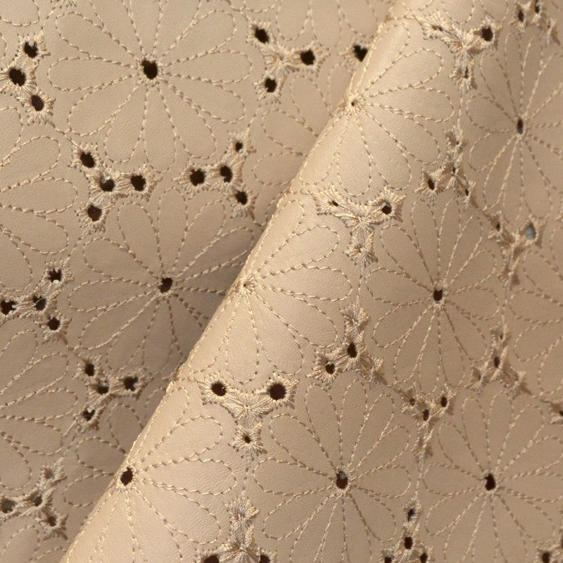 Beige Gänseblümchen Lackleder Stickerei - Ribes y Casals