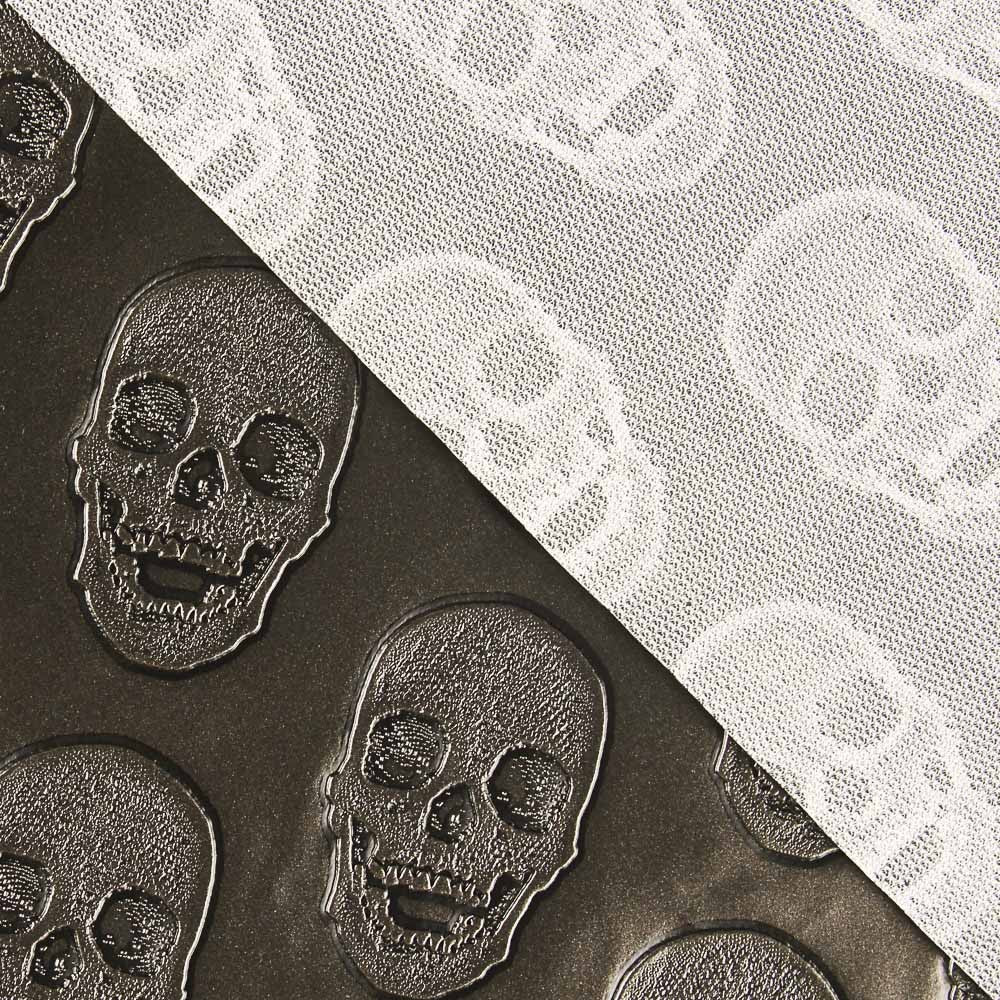Kunstleder Metallic-Totenköpfe Dunkelgrau - Ribes y Casals