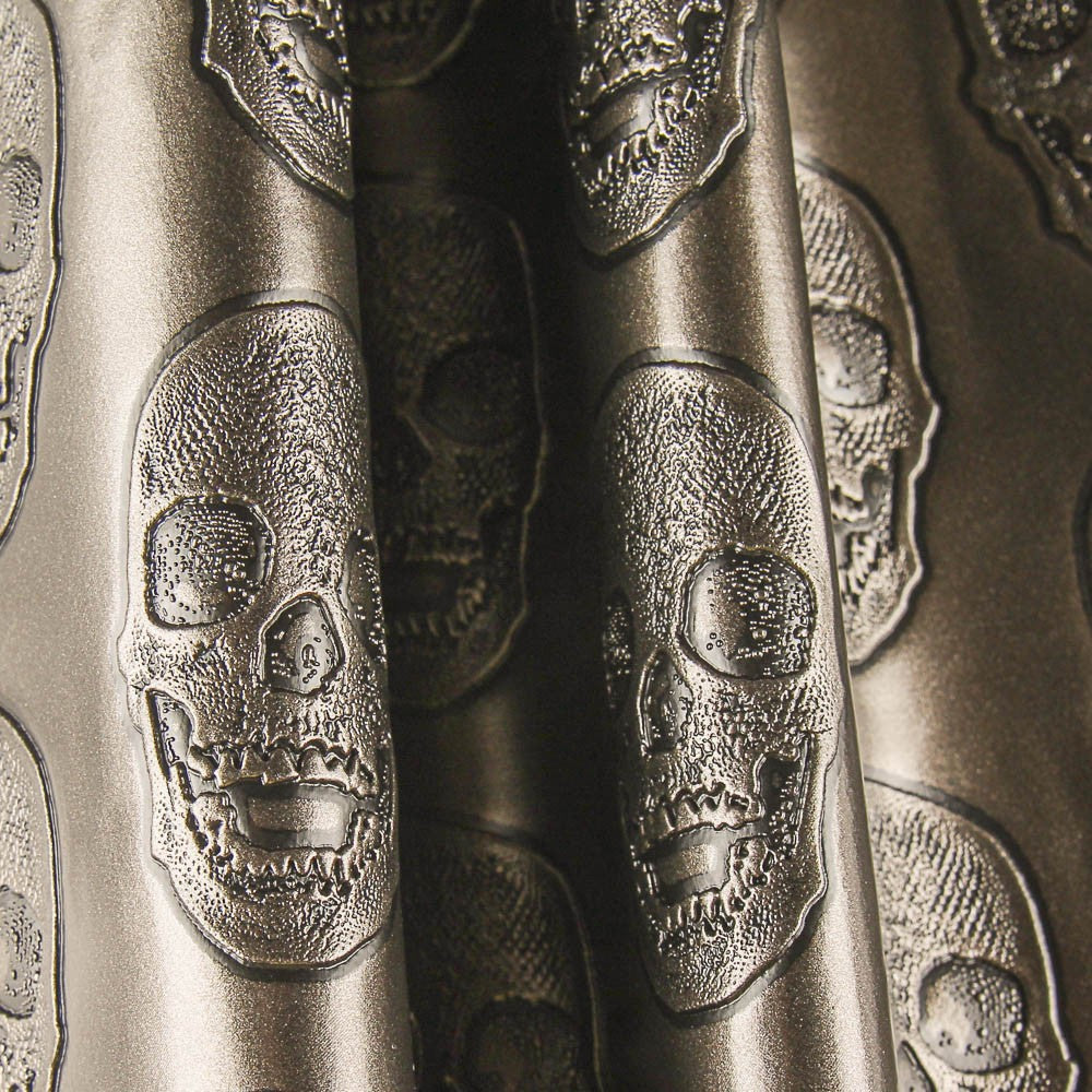 Kunstleder Metallic-Totenköpfe Dunkelgrau - Ribes y Casals