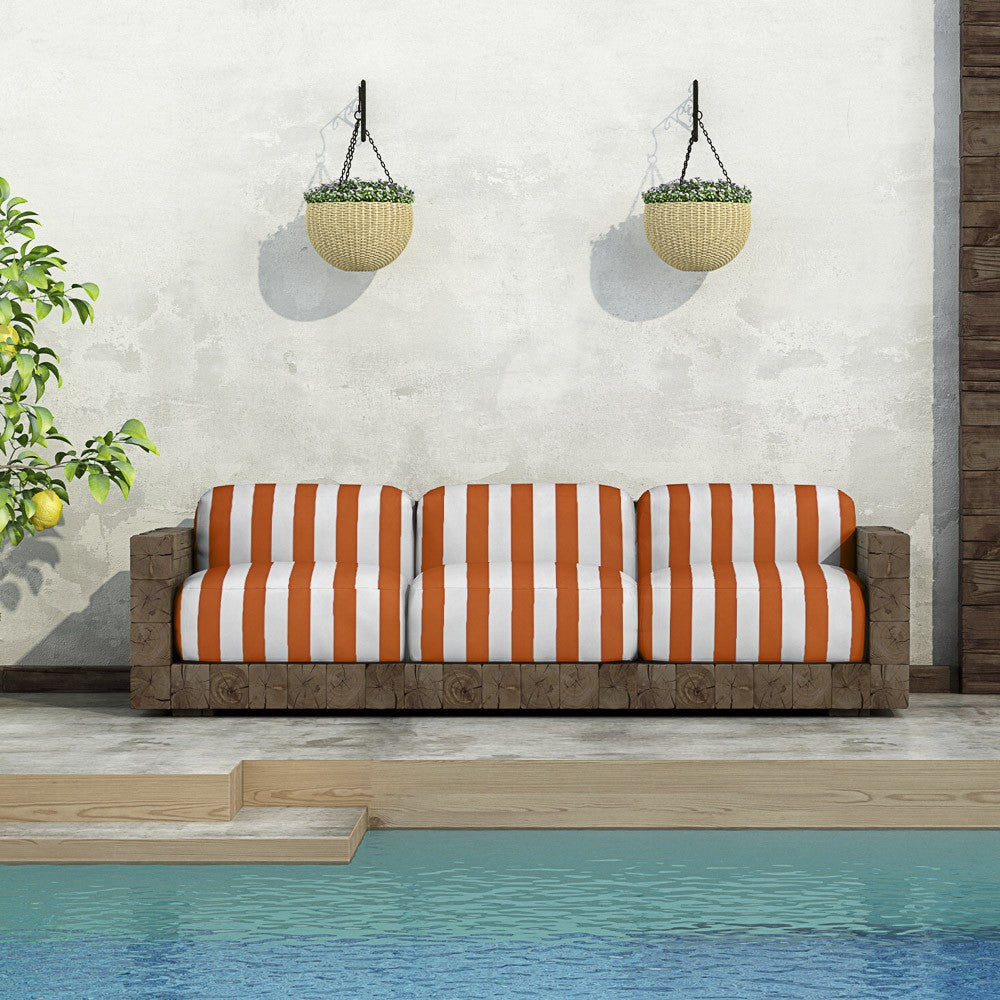 Kunstleder Nautische Streifen Orange - Ribes y Casals