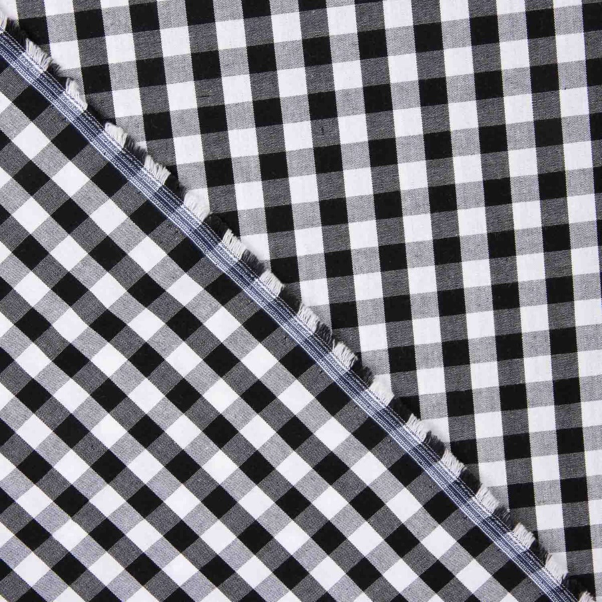 Schwarzer karierter Maxi aus Baumwollpopeline Schwarz - Ribes y Casals