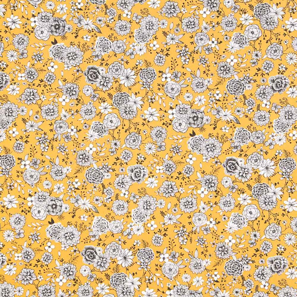 Oeko-Tex® Kurkuma-Blüten-Baumwollpopeline - Ribes y Casals