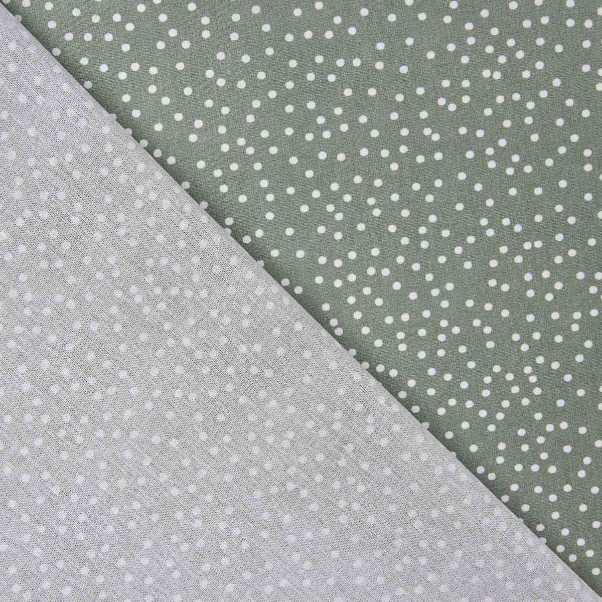 Popeline Baumwolle Popeline Weiß Polka Dots Salbei Grün Hintergrund - Ribes y Casals