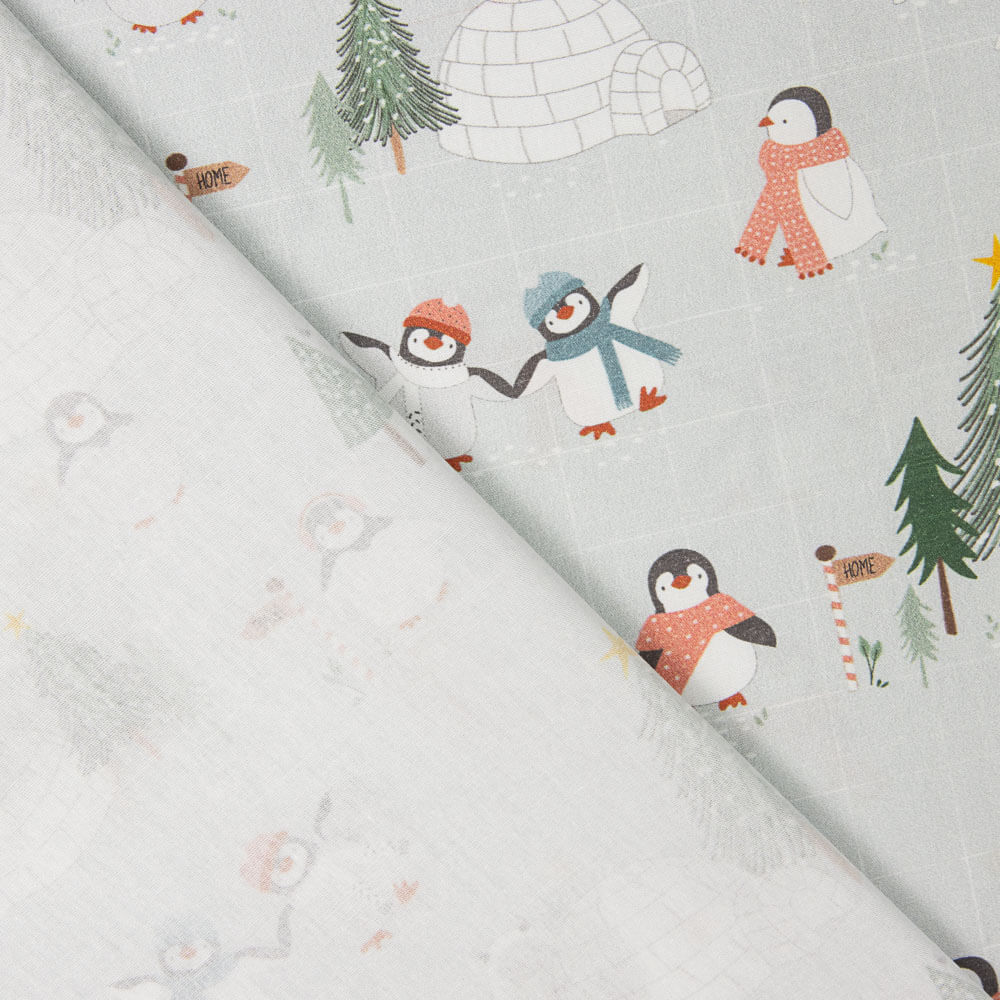 Baumwollpopeline Weihnachtspinguine - Ribes y Casals