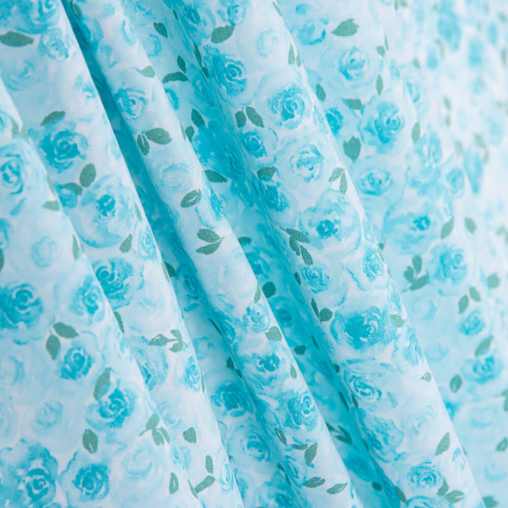 Kinderkleidung aus Bio-Baumwolle Popeline Garden Blue Roses - Ribes y Casals