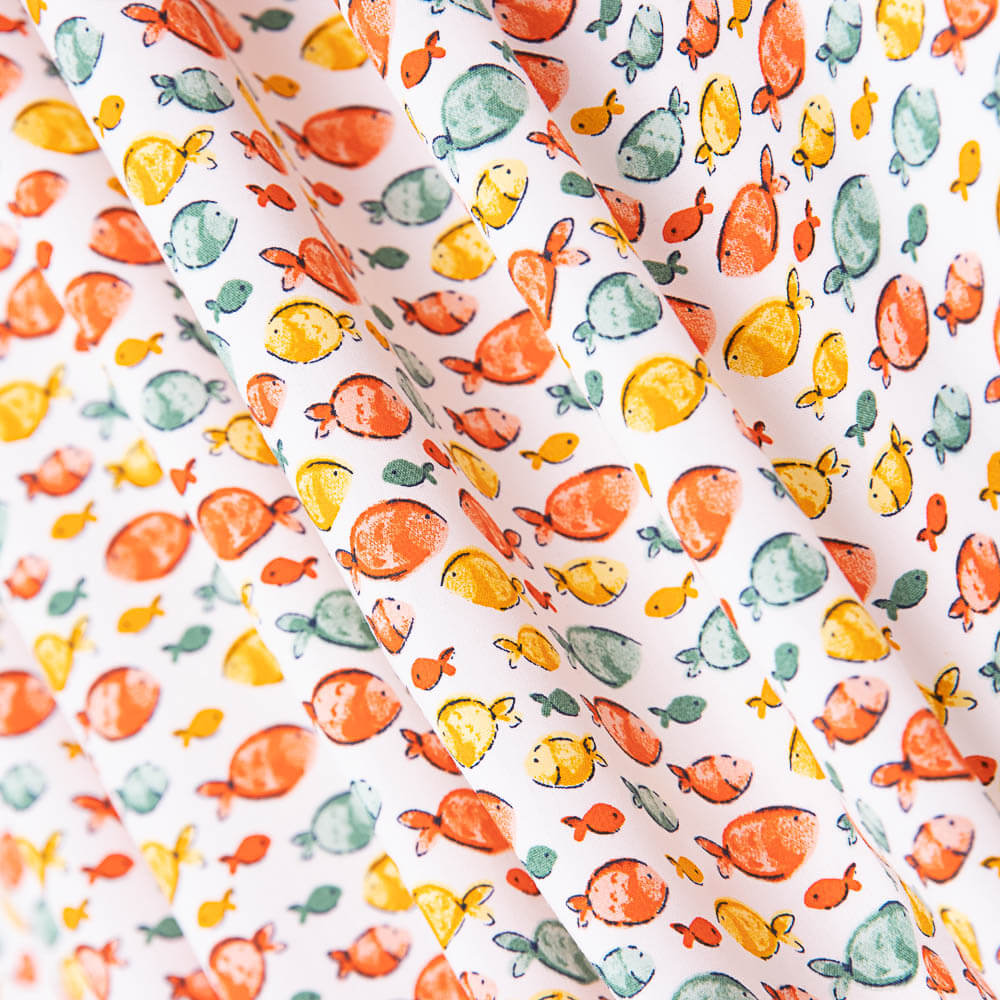 Kinderkleid aus Bio-Baumwolle Popeline Fisch Koralle - Ribes y Casals
