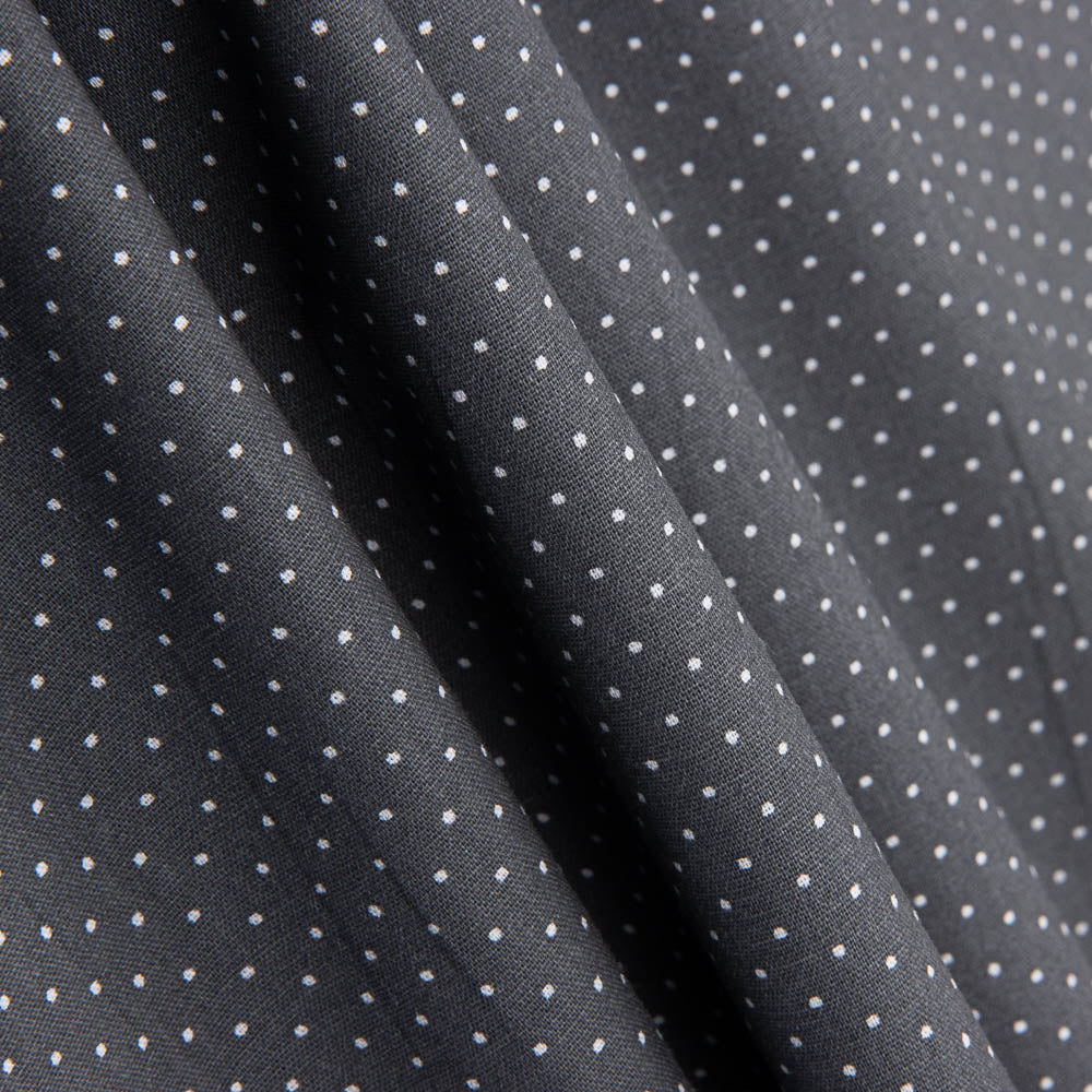Polka Dot Baumwoll-Popeline Grau - Ribes y Casals