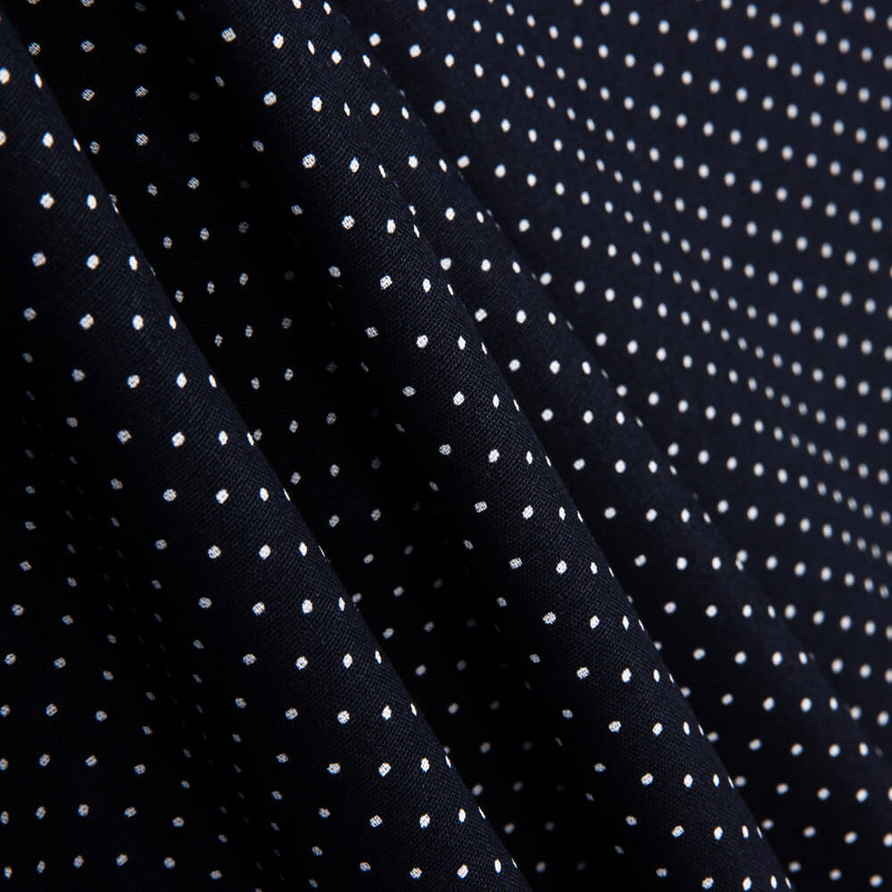 Polka Dot Baumwoll-Popeline Navy - Ribes y Casals