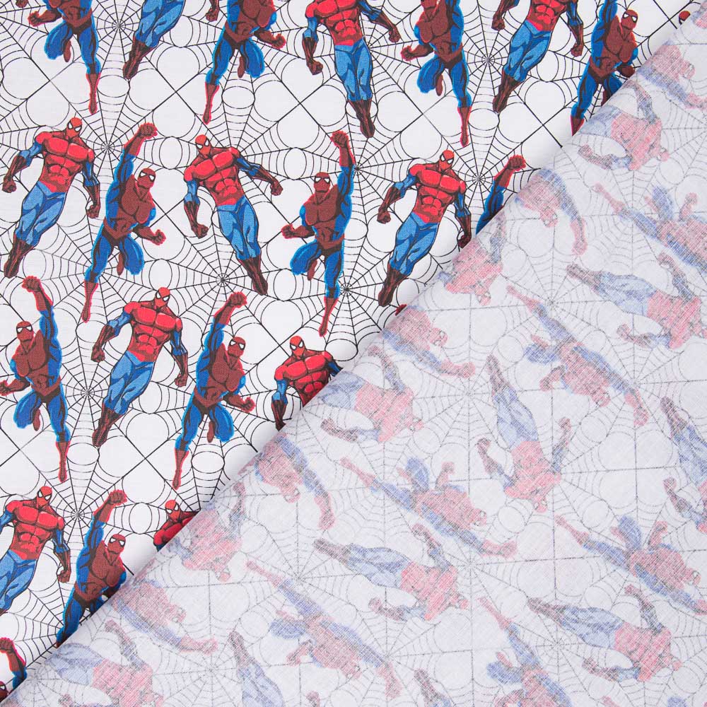 Spiderman Baumwolle Popeline Weiß - Ribes y Casals