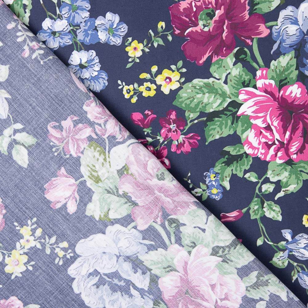 Cretona Flamenco Druck Popeline Marineblau - Ribes y Casals