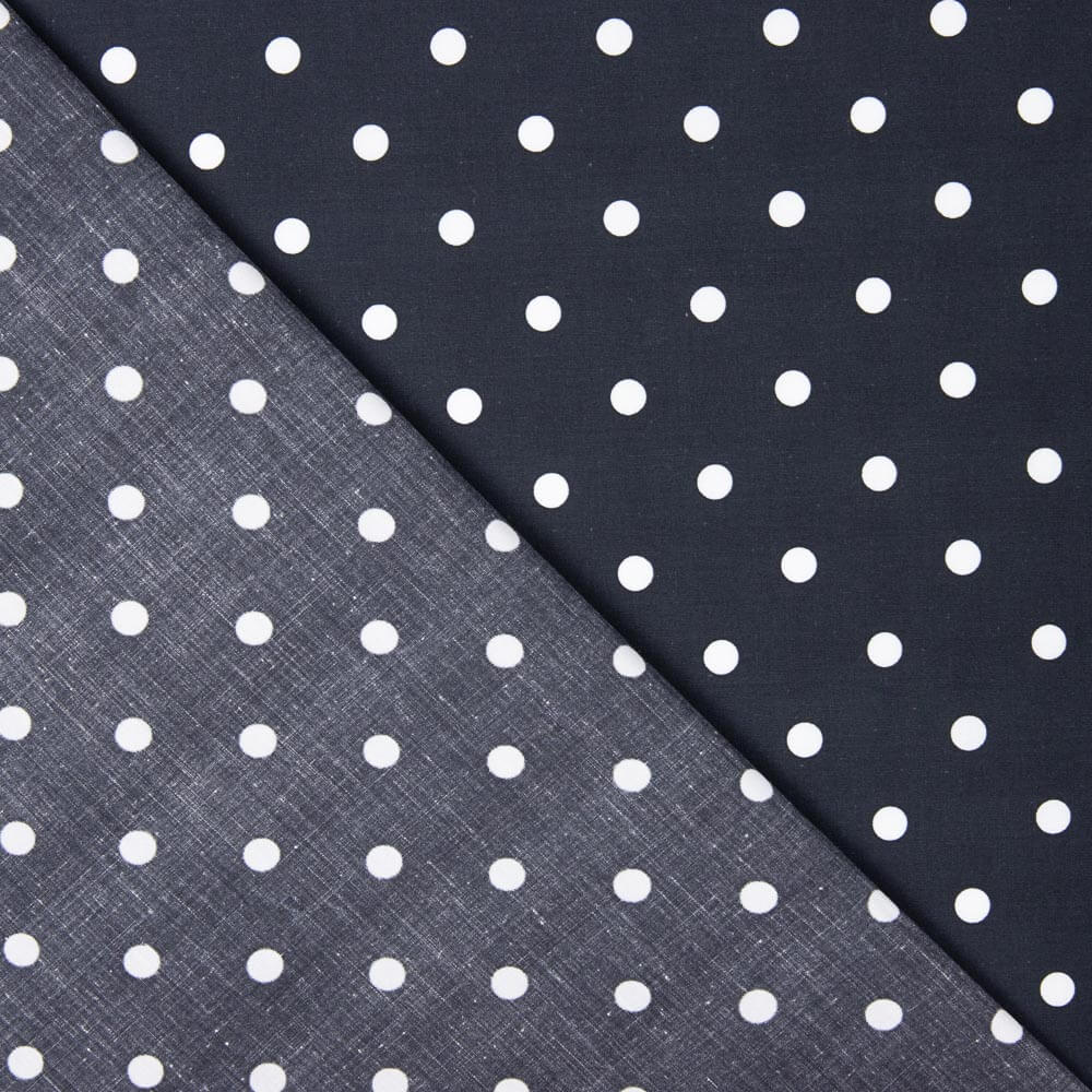Flamenco Pointed Poplin Print Flamenca Dots 10mm Dunkelblau - Ribes y Casals