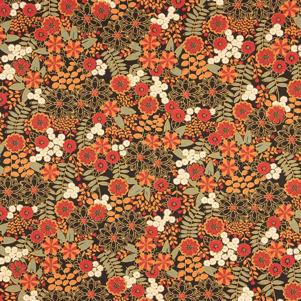 Cotton Flower Print Lily Schwarz - Ribes y Casals