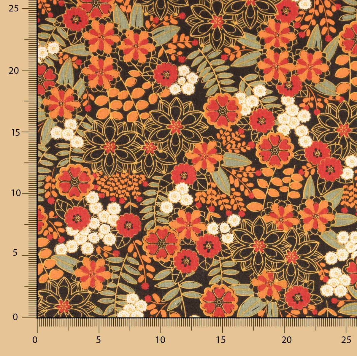Cotton Flower Print Lily Schwarz - Ribes y Casals