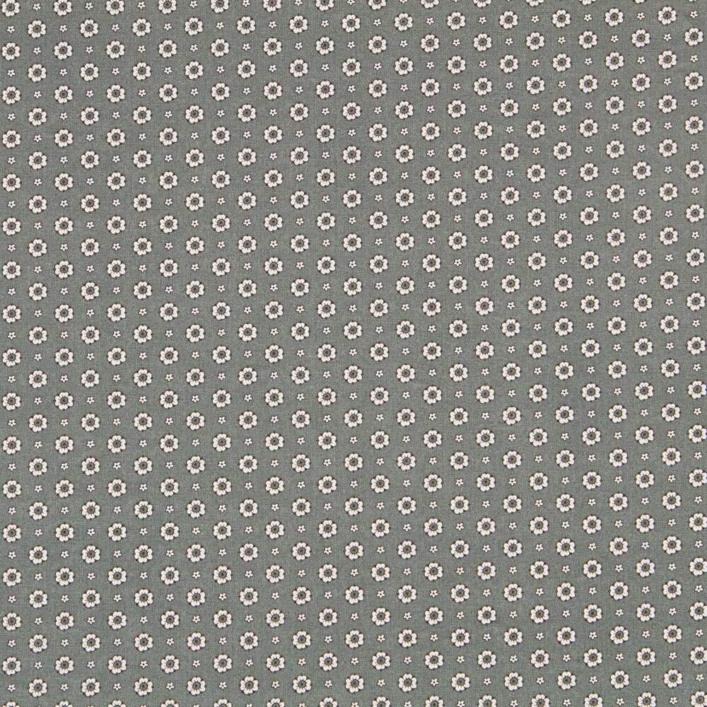 Popeline Flor Retro Popeline Grau Marengo - Ribes y Casals