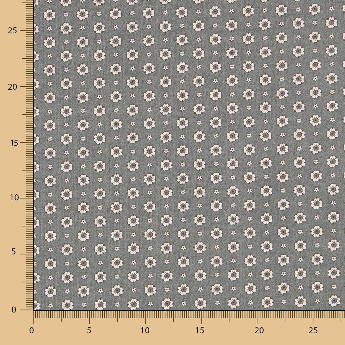 Popeline Flor Retro Popeline Grau Marengo - Ribes y Casals