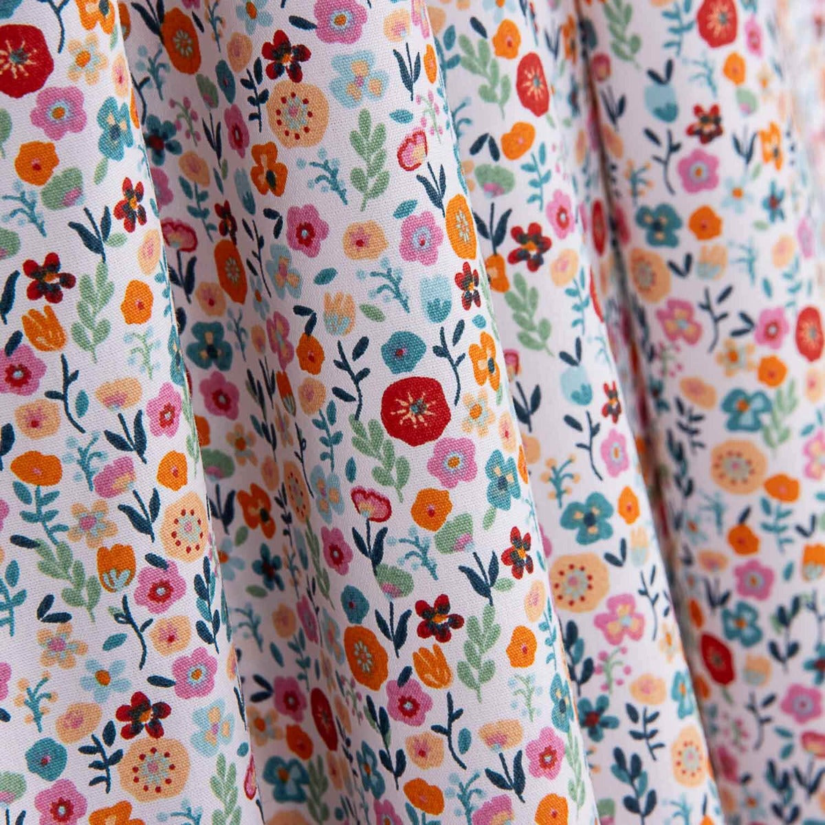 Bio-Baumwoll-Popeline Bio-Baumwolle Floral Bloom Oranges - Ribes y Casals