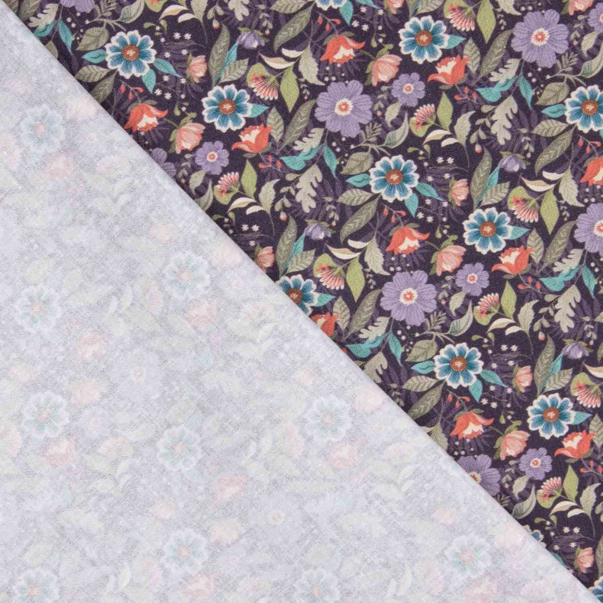Violette Botanische Blumen Popeline - Ribes y Casals