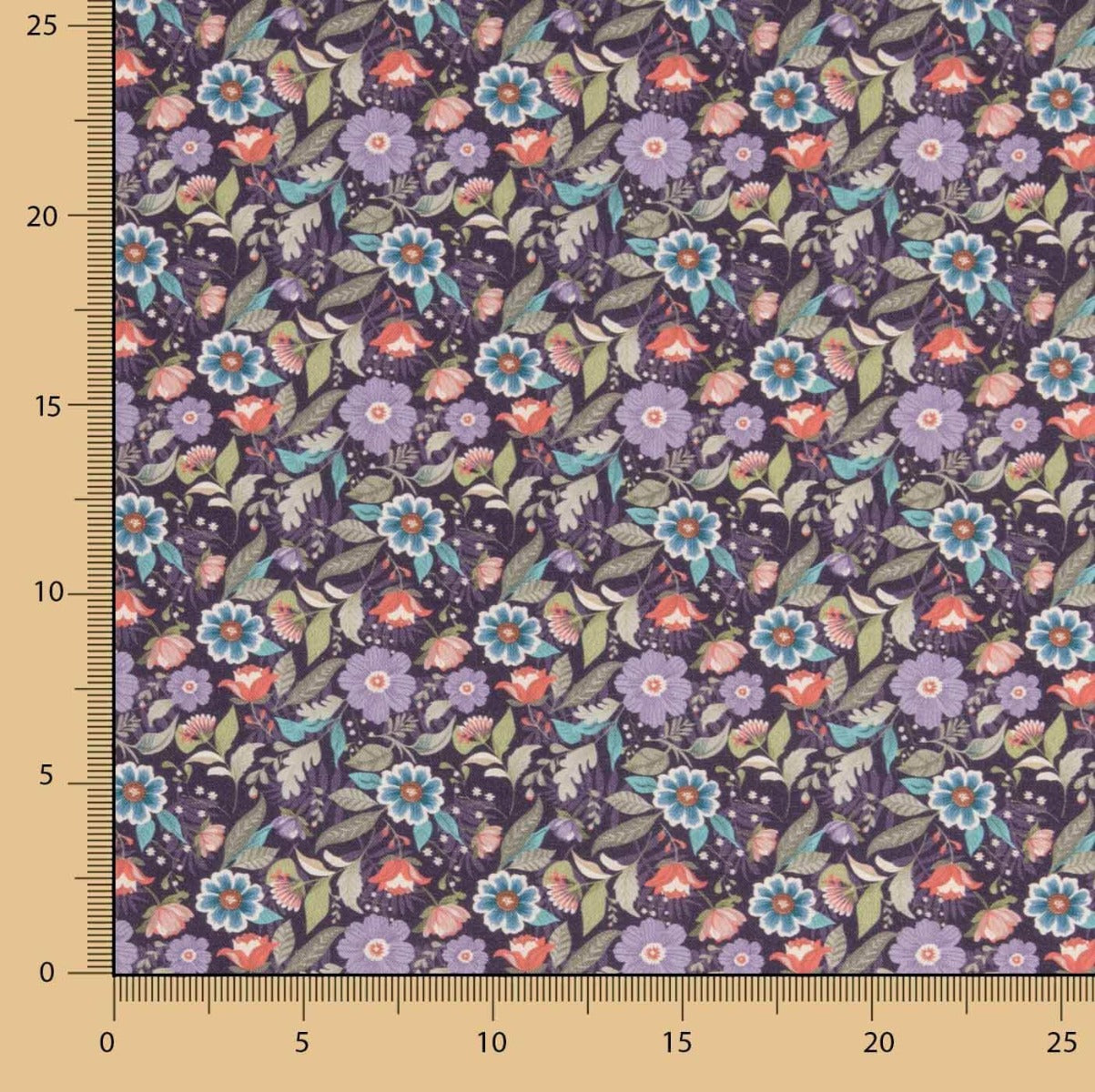 Violette Botanische Blumen Popeline - Ribes y Casals
