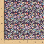 Violette Botanische Blumen Popeline - Ribes y Casals