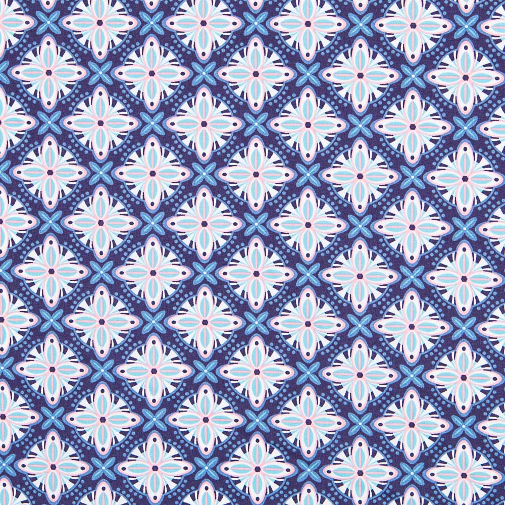 Neonblaue geometrische Popeline - Ribes y Casals