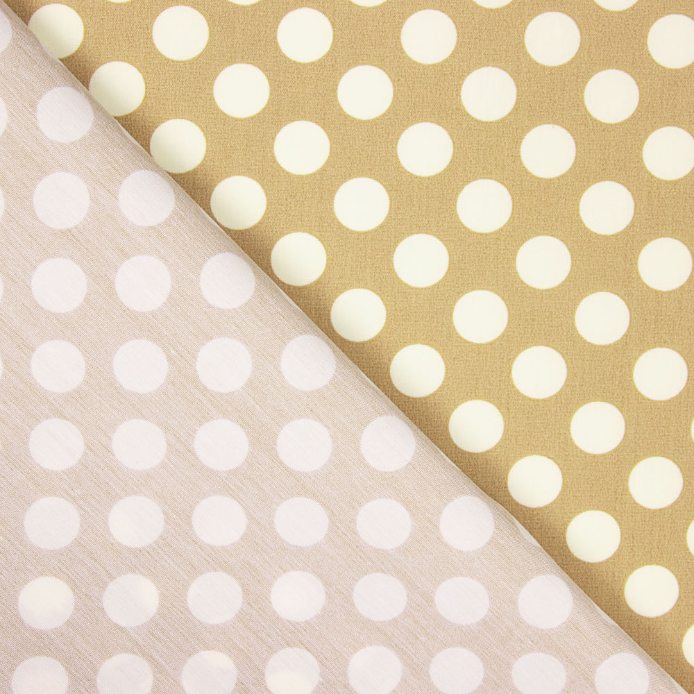 Flamenco Polka Dots Popeline Beige Hintergrund 15mm - Ribes y Casals