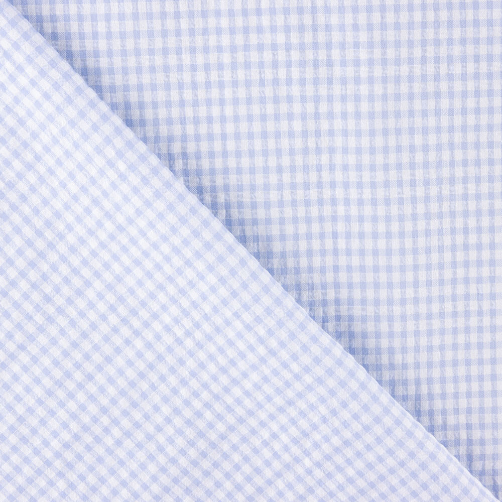 Seersucker Mini Plaid Vichy Blau Hellblau - Ribes y Casals