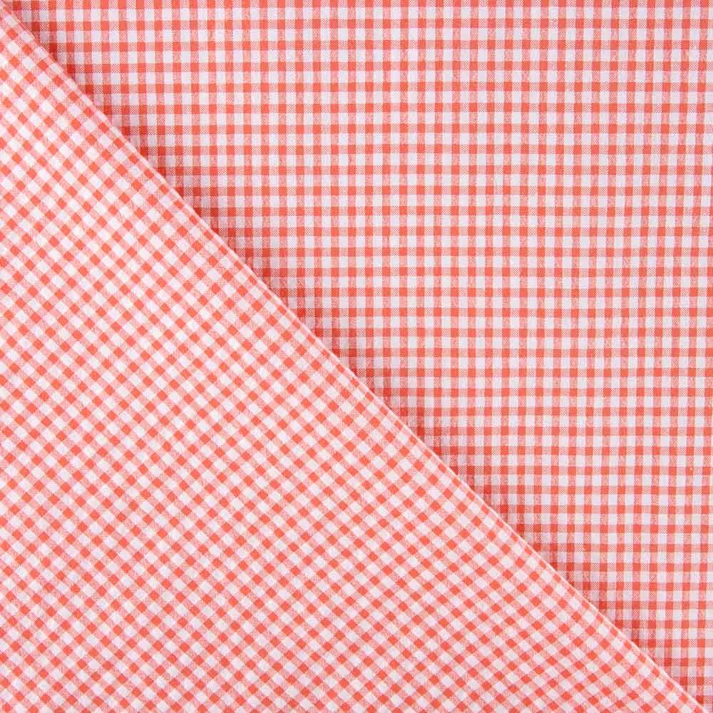 Seersucker Mini Plaid Vichy Coral - Ribes y Casals