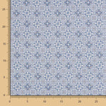 Blaue Mosaik-Popeline mit Blumenmuster - Ribes y Casals