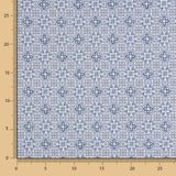 Blaue Mosaik-Popeline mit Blumenmuster - Ribes y Casals