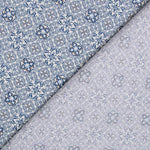 Blaue Mosaik-Popeline mit Blumenmuster - Ribes y Casals
