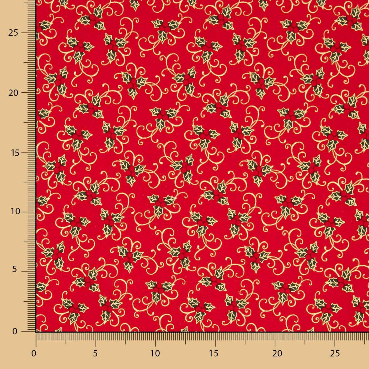 Stechpalme Rot Weihnachten Popeline - Ribes y Casals