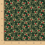 Grüne Stechpalme Holly Christmas Poplin 100 x 140 cm - Ribes y Casals