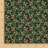 Grüne Stechpalme Holly Christmas Poplin 100 x 140 cm - Ribes y Casals