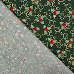 Grüne Stechpalme Holly Christmas Poplin 100 x 140 cm - Ribes y Casals