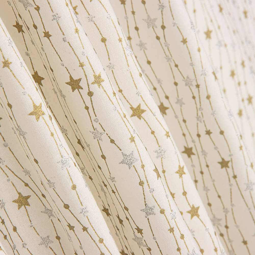 Weihnachten Popeline Glitter Ecru - Ribes y Casals