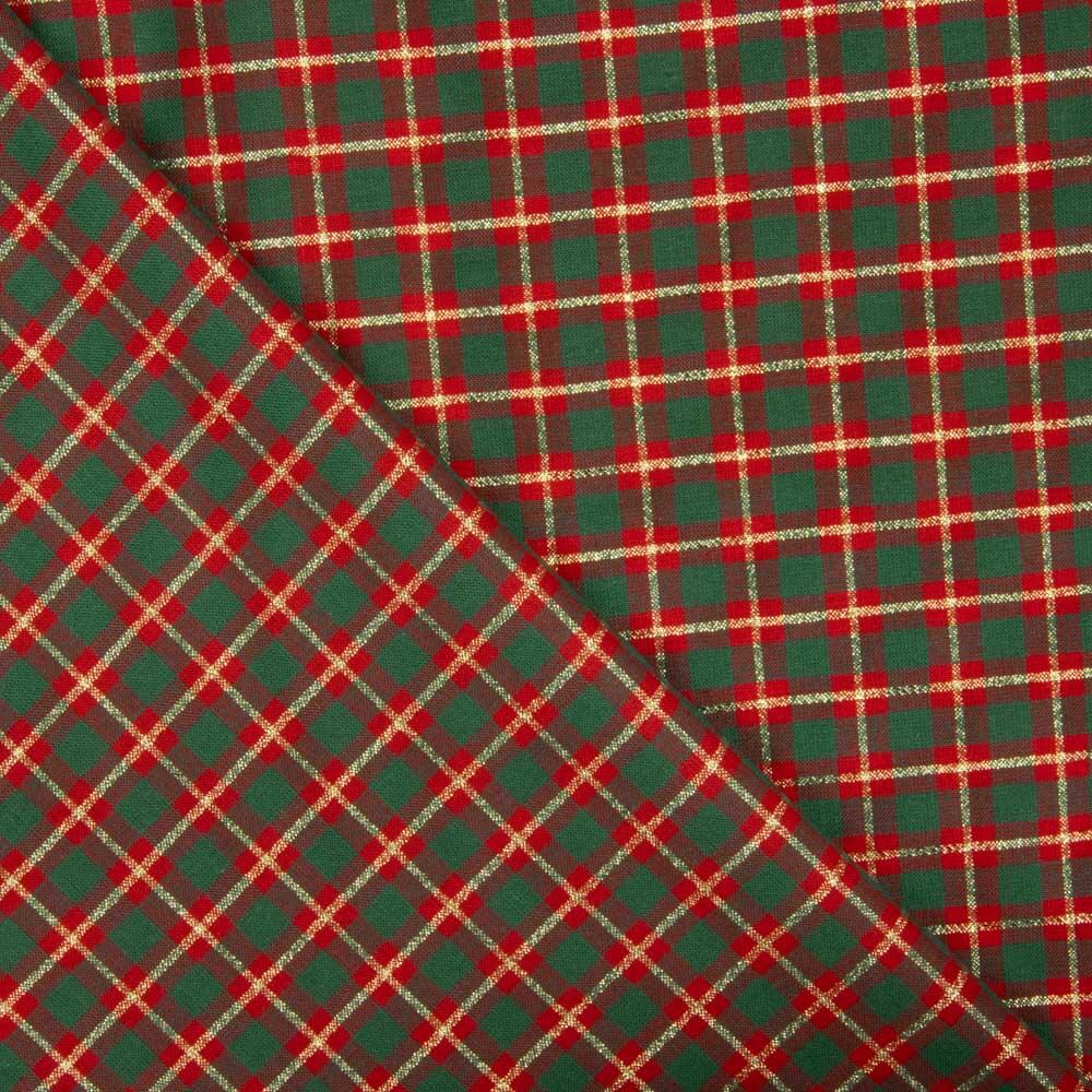 Weihnachts-Popeline Grün Lurex Kariert Weihnachts-Popeline - Ribes y Casals