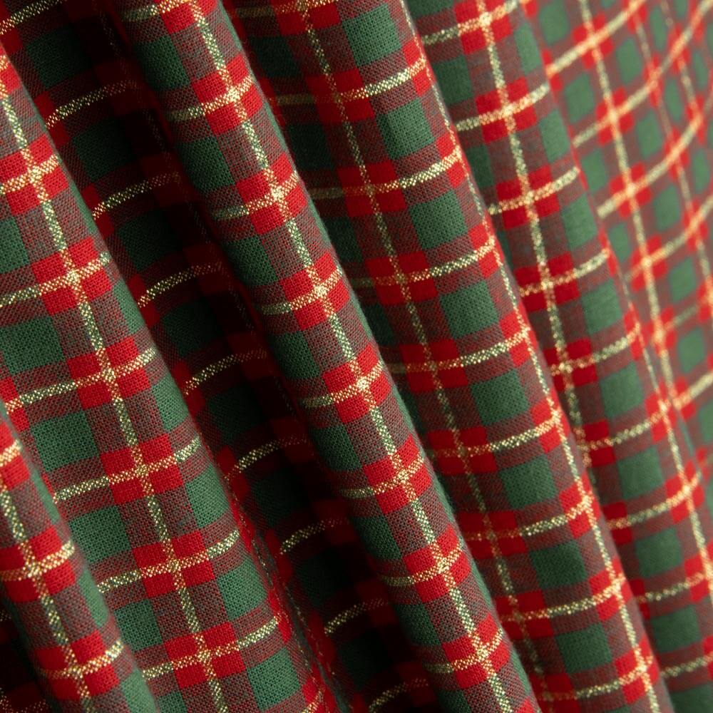 Weihnachts-Popeline Grün Lurex Kariert Weihnachts-Popeline - Ribes y Casals