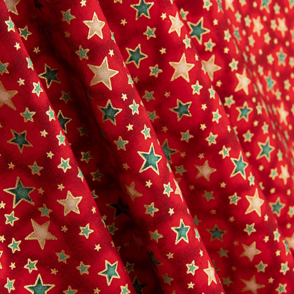 Rote Sternchen-Weihnachts-Popeline - Ribes y Casals