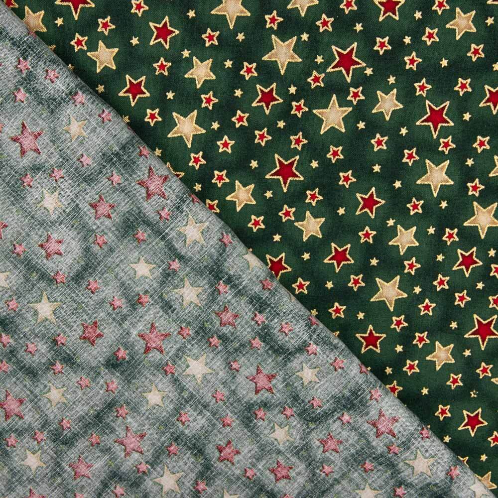 Popeline Popeline Weihnachtssterne Grün 110 x 140 cm - Ribes y Casals