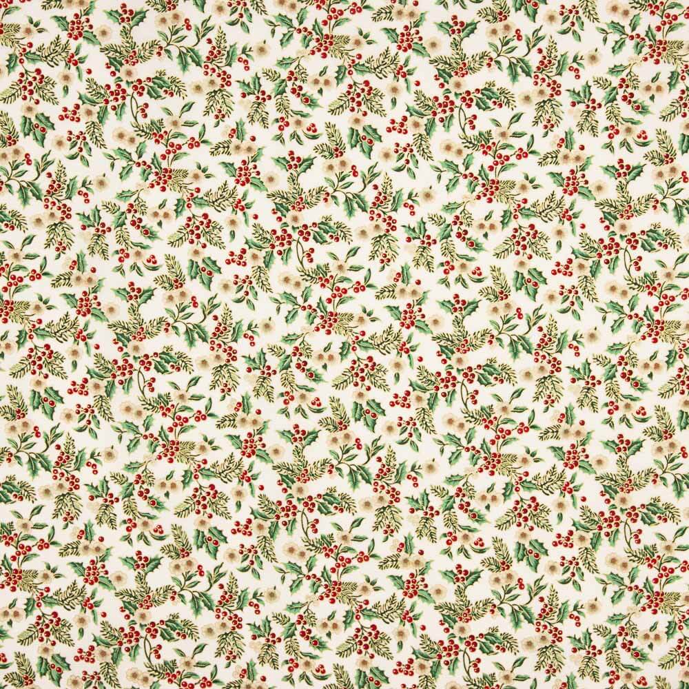 Weihnachten Popeline Floral Ecru - Ribes y Casals