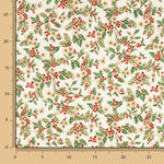 Weihnachten Popeline Floral Ecru - Ribes y Casals