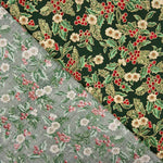 Popeline Weihnachten Floral Grün - Ribes y Casals