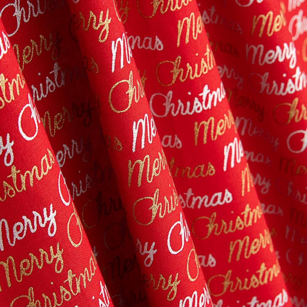 Weihnachts-Popeline Frohe Weihnachten Rot - Ribes y Casals