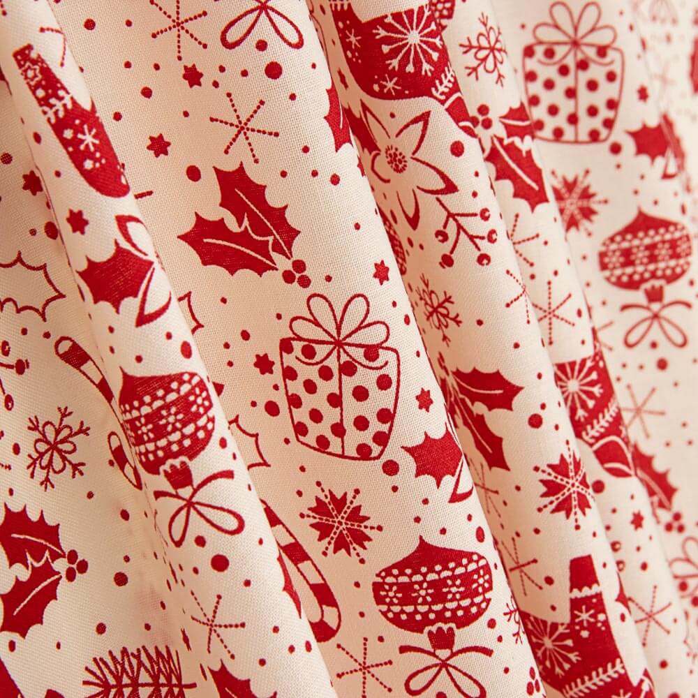 Popeline Weihnachtsmotive Ecru - Ribes y Casals